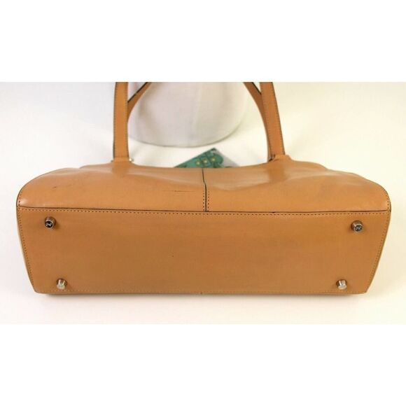 Monsac Original BEIGE GENUINE LEATHER CLASSIC ZIP SATCHEL TOTE BAG HANDBAG PURSE - Picture 8 of 12